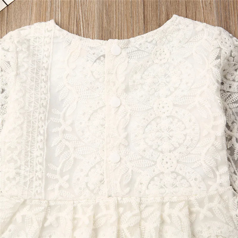 Baby Girl White Lace Romper Dress | Elegant Tulle Cake smash Outfit