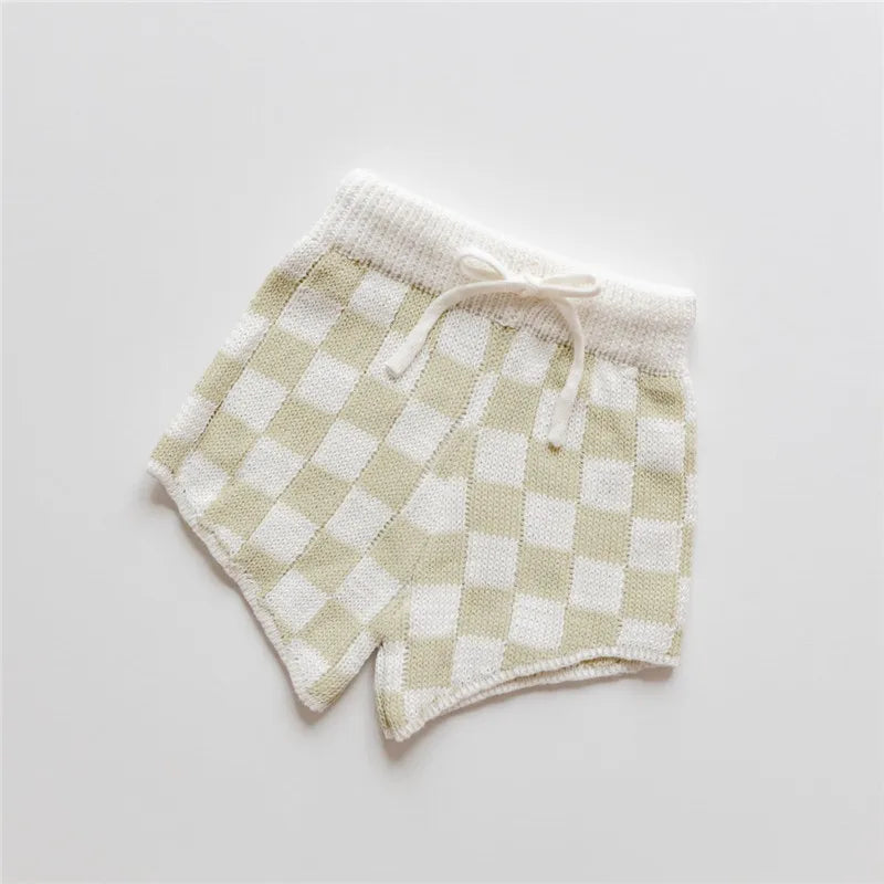Kids Summer checked Knit Set – Checked T-Shirt & Shorts Outfit for Boys and Girls