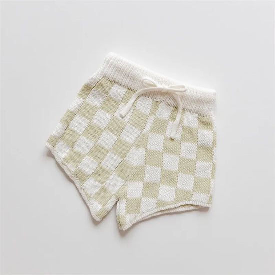 Kids Summer checked Knit Set – Checked T-Shirt & Shorts Outfit for Boys and Girls