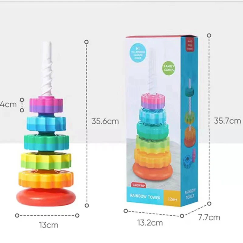 Montessori Rainbow Stacking Tower - Safe & Eco-Friendly Toy