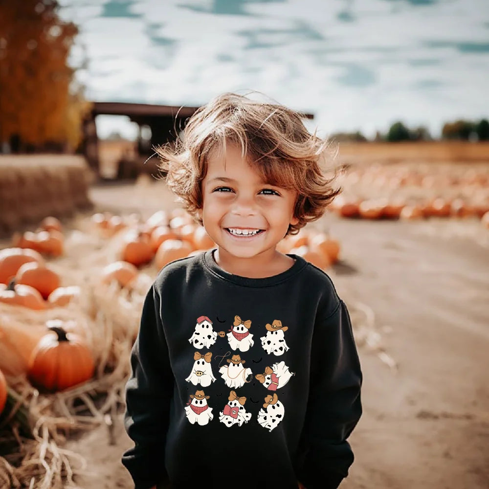 Cute Retro Ghost Kids Halloween Sweatshirt