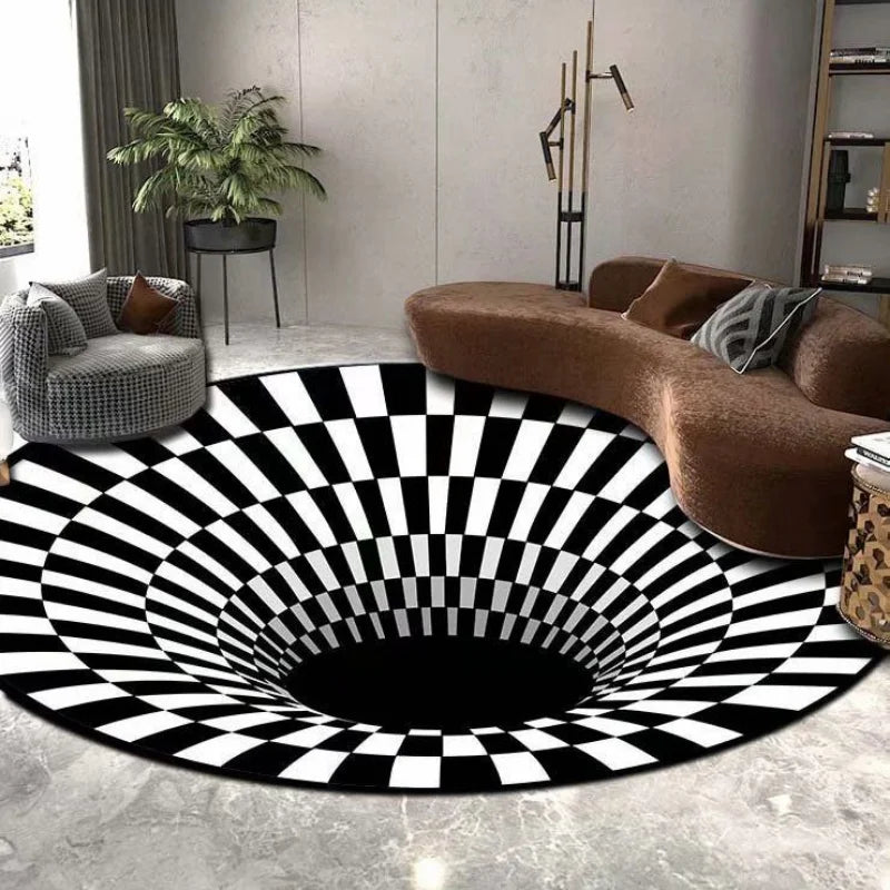 3D Vortex Illusion Round Carpet