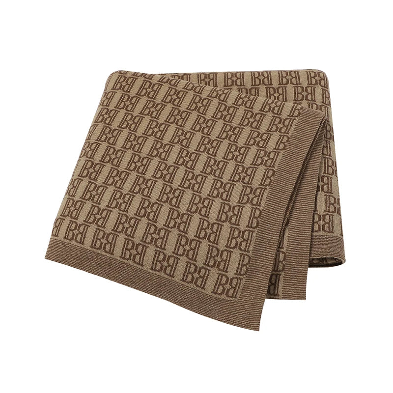 Newborn Baby Knitted Blanket | Soft Checkered Stroller & Bed Cover 100x80cm
