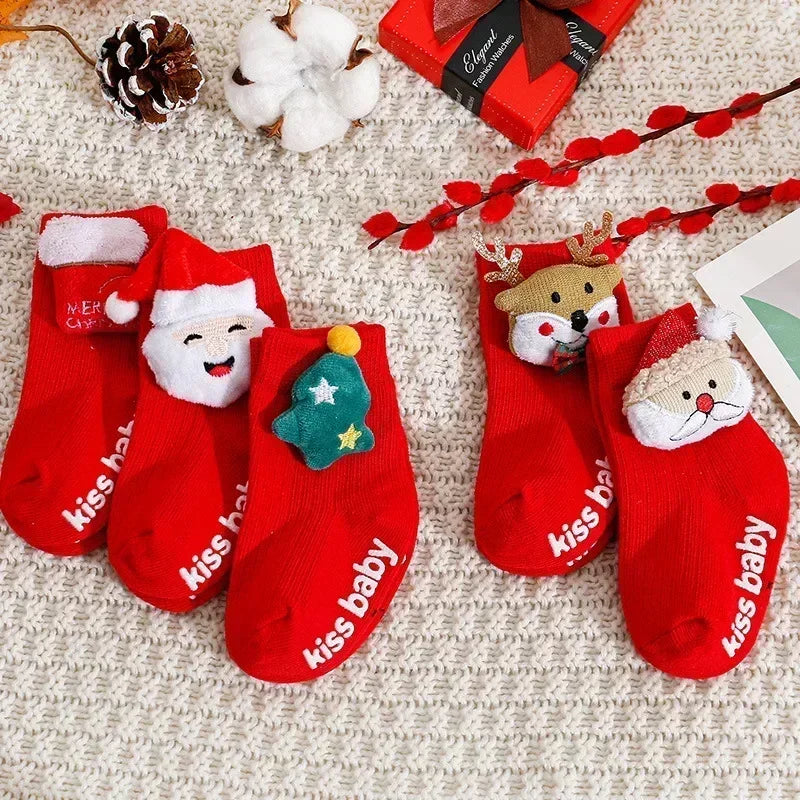 Festive Baby Christmas Socks - Warm, Non-Slip Winter Sock