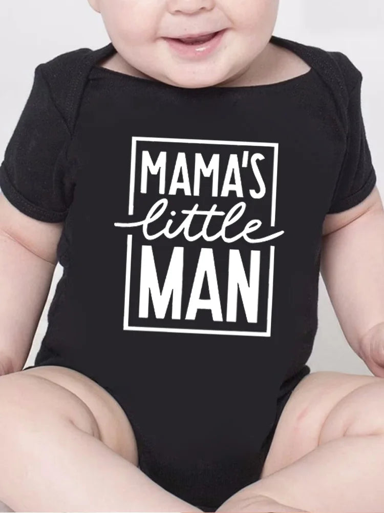 Baby Boys Romper Summer Short Sleeve Letter Print Mama's Little Man Jumpsuit Infant Bodysuits Newborn Baby Clothes