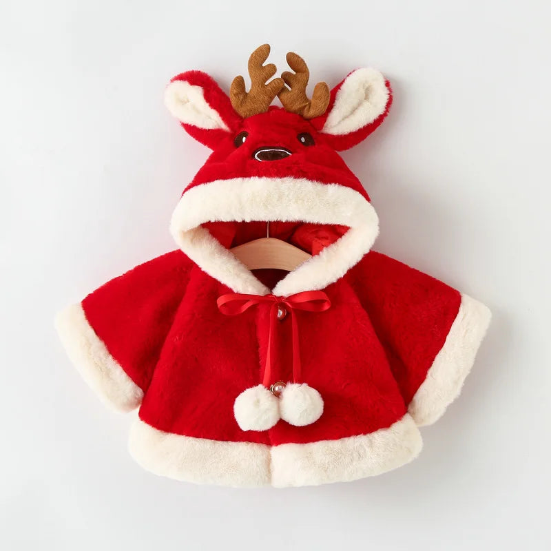 Christmas Baby Hooded Plush Coat