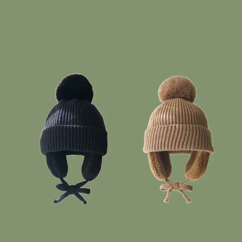 Big Pom-Pom Beanie with Earflaps