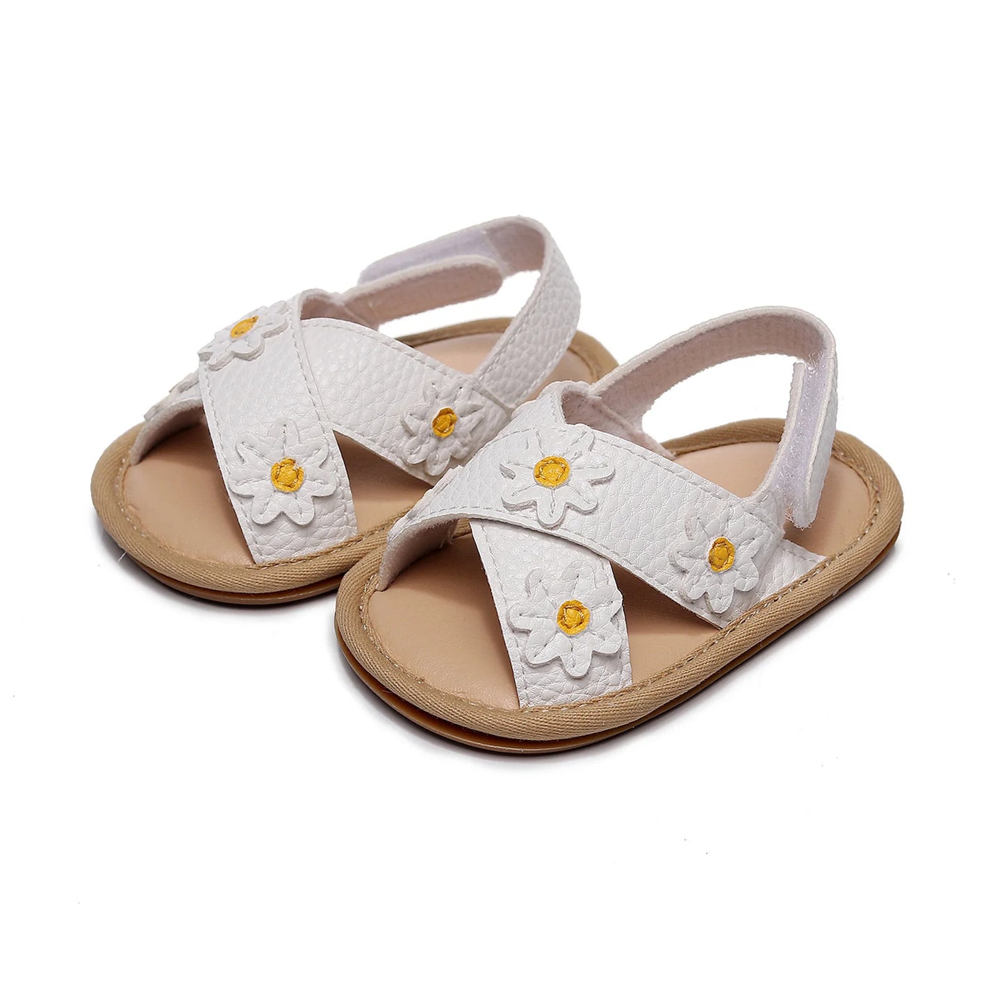 Baby Girl Daisy Sandals | Soft Sole Floral First Walker Shoes | Toddler Summer Sandals (0–24 Months)