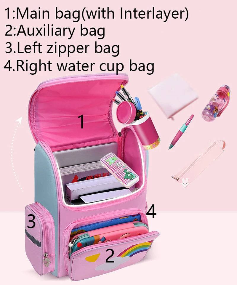 Magical Unicorn Backpack for Girls – Rainbow & Cloud Design | Cute School Bag for Kids