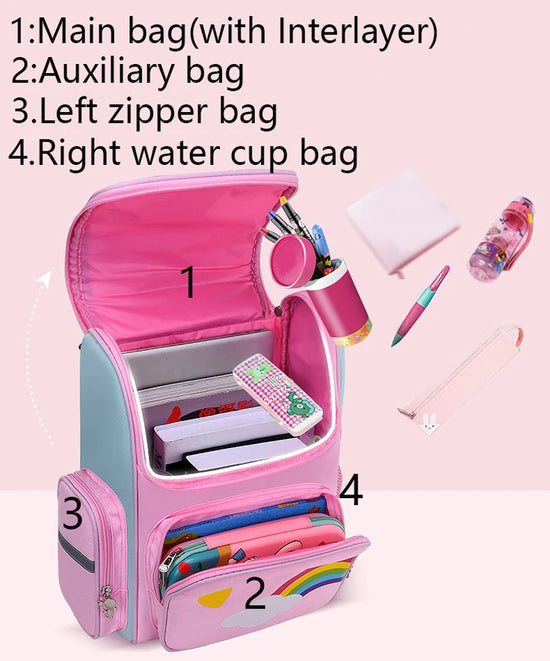 Magical Unicorn Backpack for Girls – Rainbow & Cloud Design | Cute School Bag for Kids
