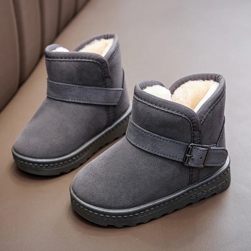 Children Snow Boots Winter Cute Warm Fashion Anti Slip Shoes Kids Boys Girls Leisure Thick Fur Platform Flat Short Boot Sneakers