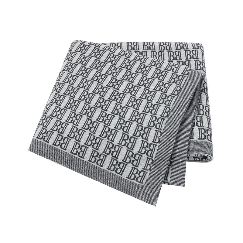 Newborn Baby Knitted Blanket | Soft Checkered Stroller & Bed Cover 100x80cm