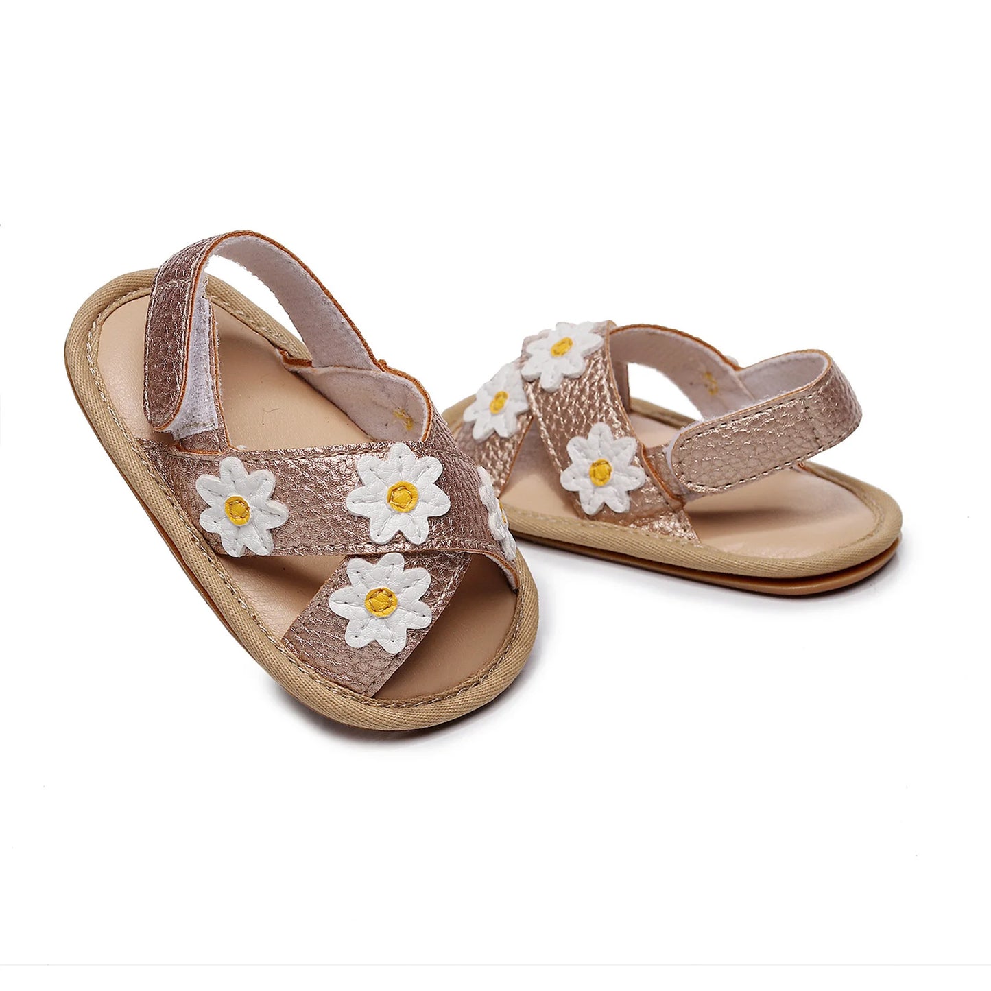 Baby Girl Daisy Sandals | Soft Sole Floral First Walker Shoes | Toddler Summer Sandals (0–24 Months)