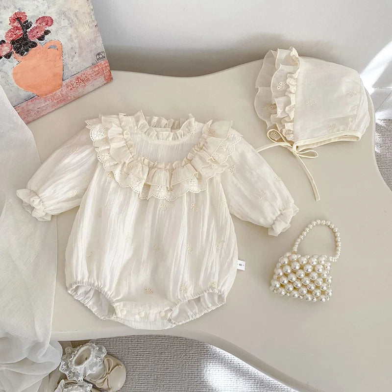 Baby Girl Lace Romper | Newborn Vintage Princess Outfit