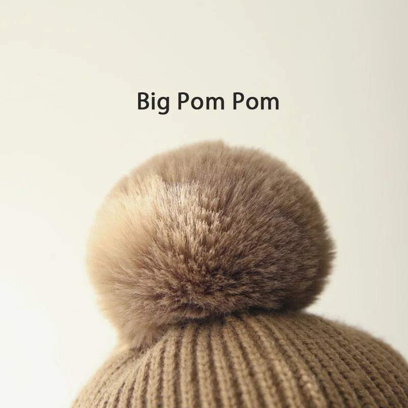 Big Pom-Pom Beanie with Earflaps