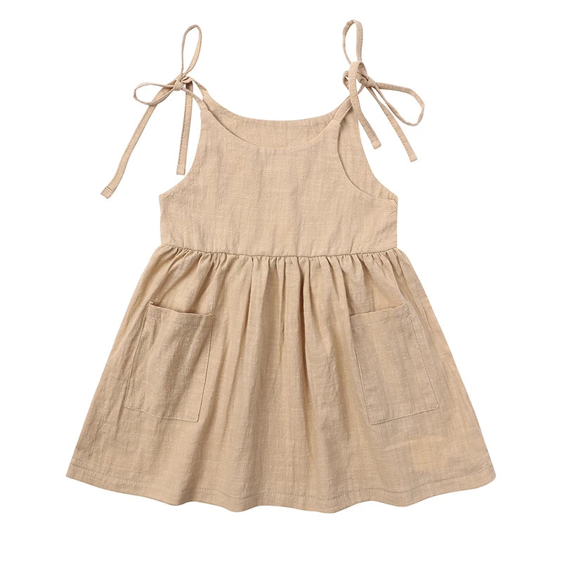 Toddler Girl Summer Dress | Minimalist Cotton Pocket Dress Casual Baby Outfit
