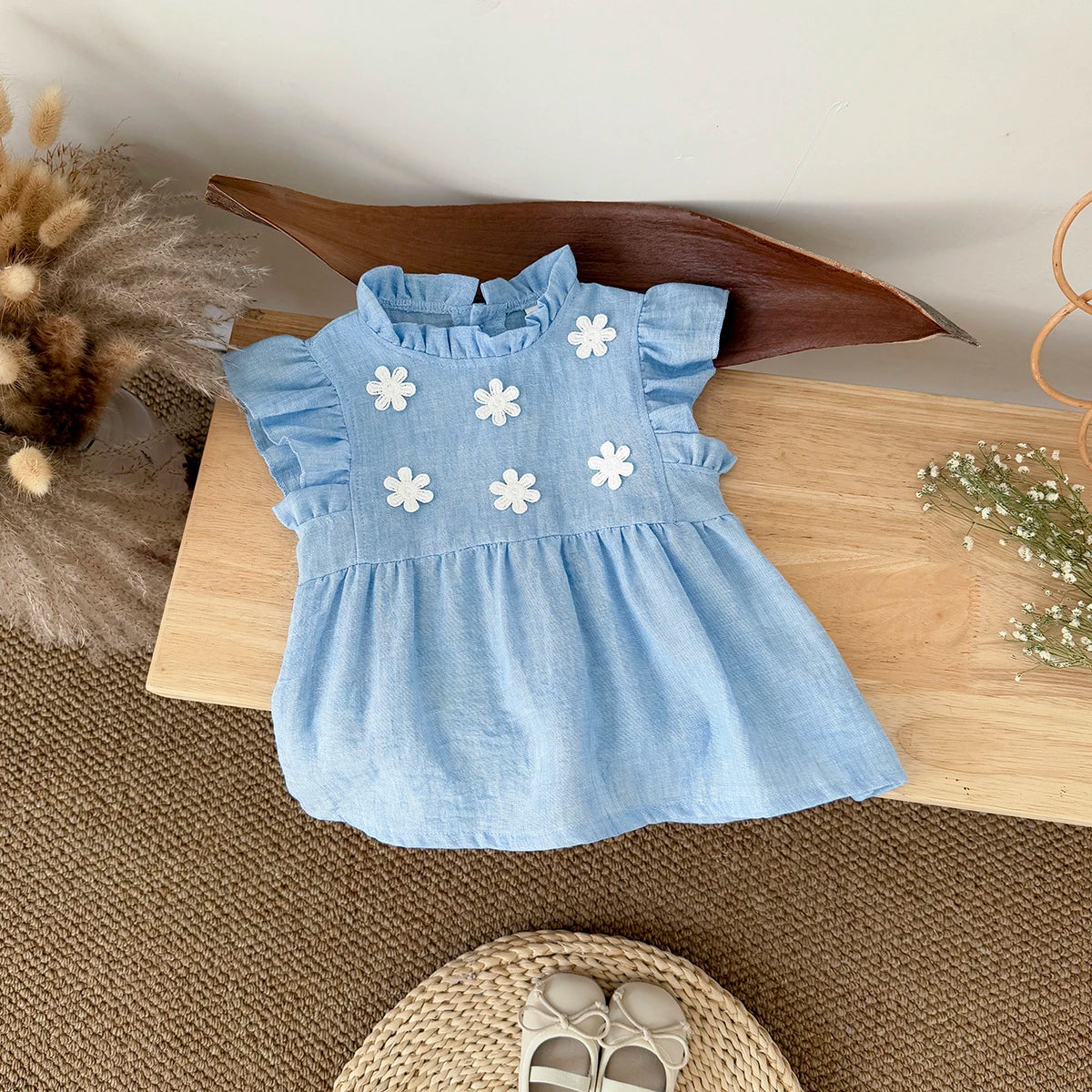 Baby Girls Clothing Infants Young Children's Summer Sweet White Floral Princess Dress Hot Selling Toddler Dress