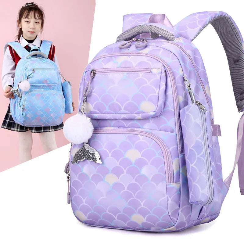 3pcs/Set Fish Scale Print Kid Backpack