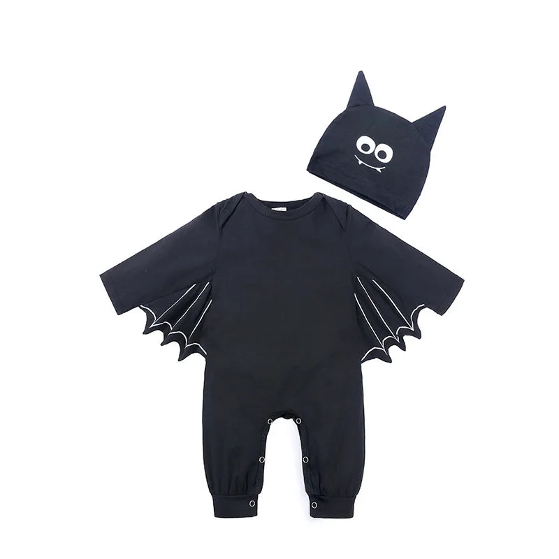 Baby Bat Halloween Costume Romper with Hat – First Halloween Outfit