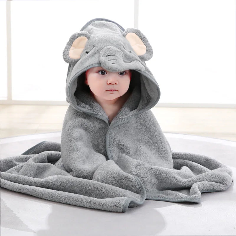 Soft Hooded Baby Bath Towel & Blanket - Cartoon Animal Design