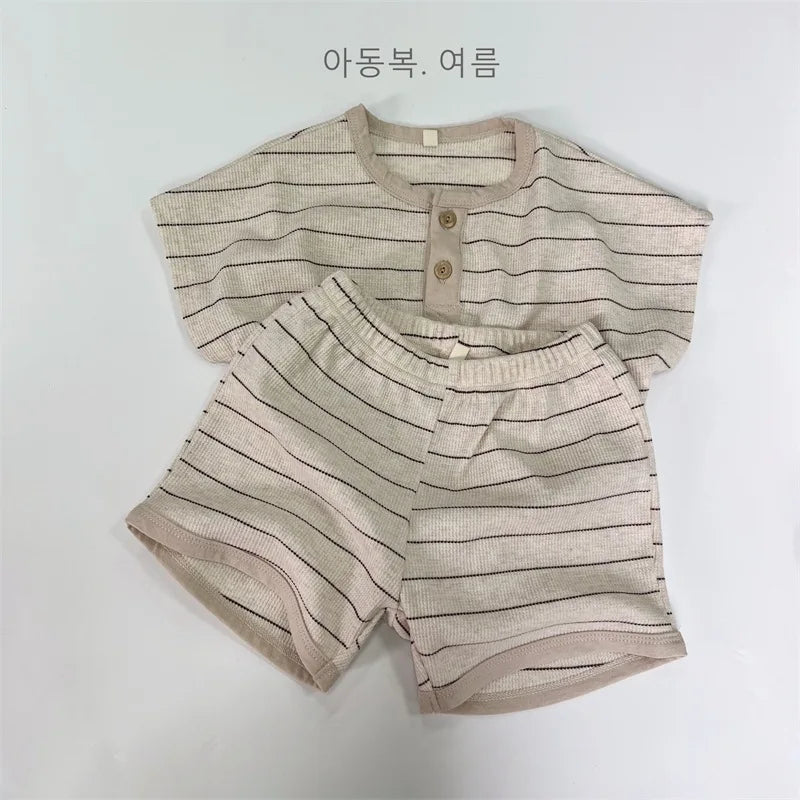Toddler Striped Outfit Set | Baby Boy Summer T-Shirt & Shorts Set