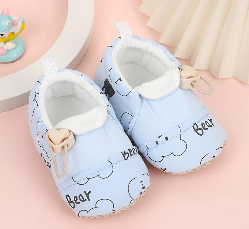 Soft Sole, Non-Slip, Cute animal Print with Drawstring