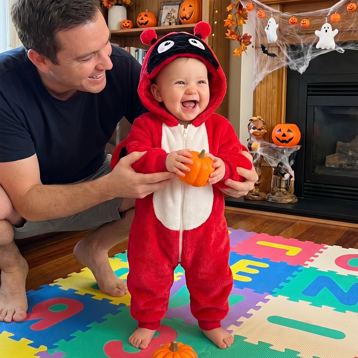 Baby Dinosaurs/Ladybugs Costumes Romper Adorable Halloween Animal Long Sleeve Hooded Zipper Jumpsuit for Party Wear