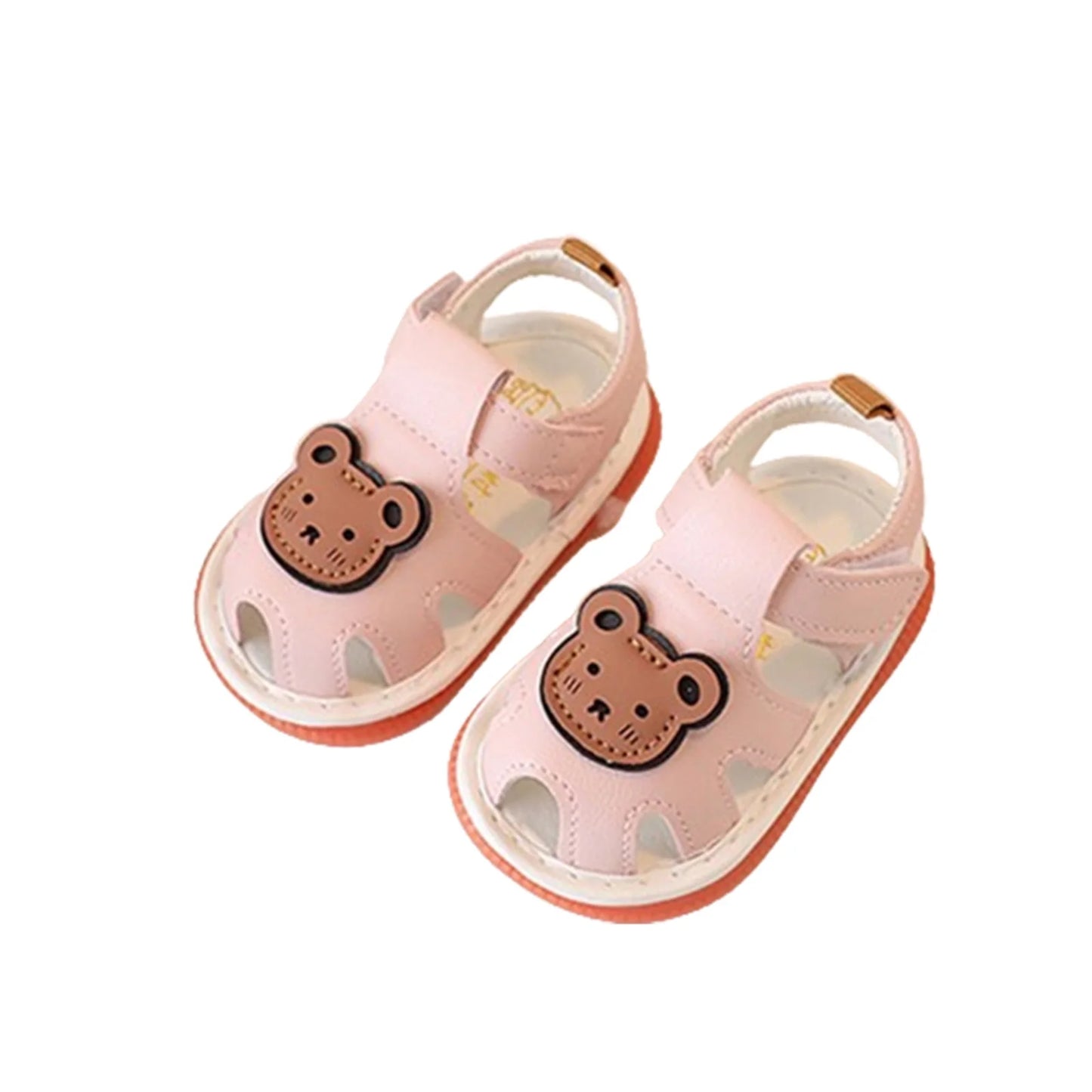 Non-Slip Baby First Walking Shoes – Summer Squeaky Sandals with Cute Bear Design