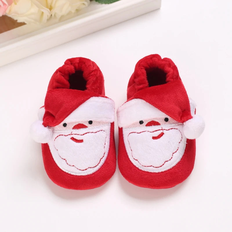 Infant Newborn Booties Santa Foot Socks Baby Christmas Boots Lovely Snowflake Santa Design Winter Warm Slippers Anti-Slip Shoes