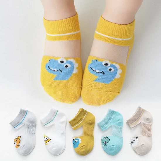 5 Pairs Kids Cotton Socks – Breathable Spring & Summer Socks for Girls and Boys