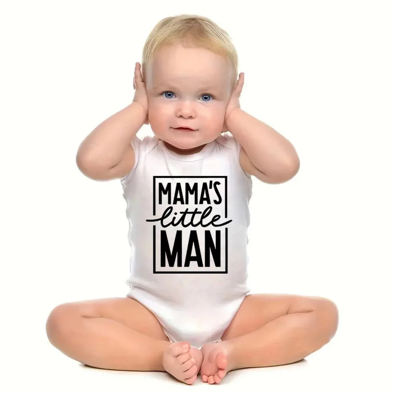 Baby Boys Romper Summer Short Sleeve Letter Print Mama's Little Man Jumpsuit Infant Bodysuits Newborn Baby Clothes