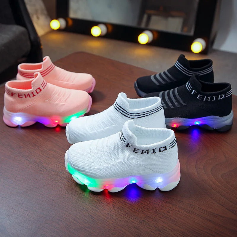 Kids Casual LED Light Sneaker, Sports Shoes Luminous Socks Shoes Cozy Young Children Girl Boys Shoes