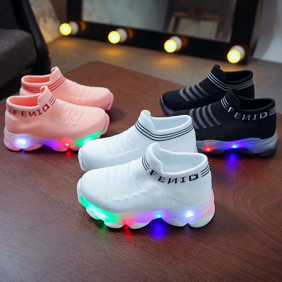 Kids Casual LED Light Sneaker, Sports Shoes Luminous Socks Shoes Cozy Young Children Girl Boys Shoes