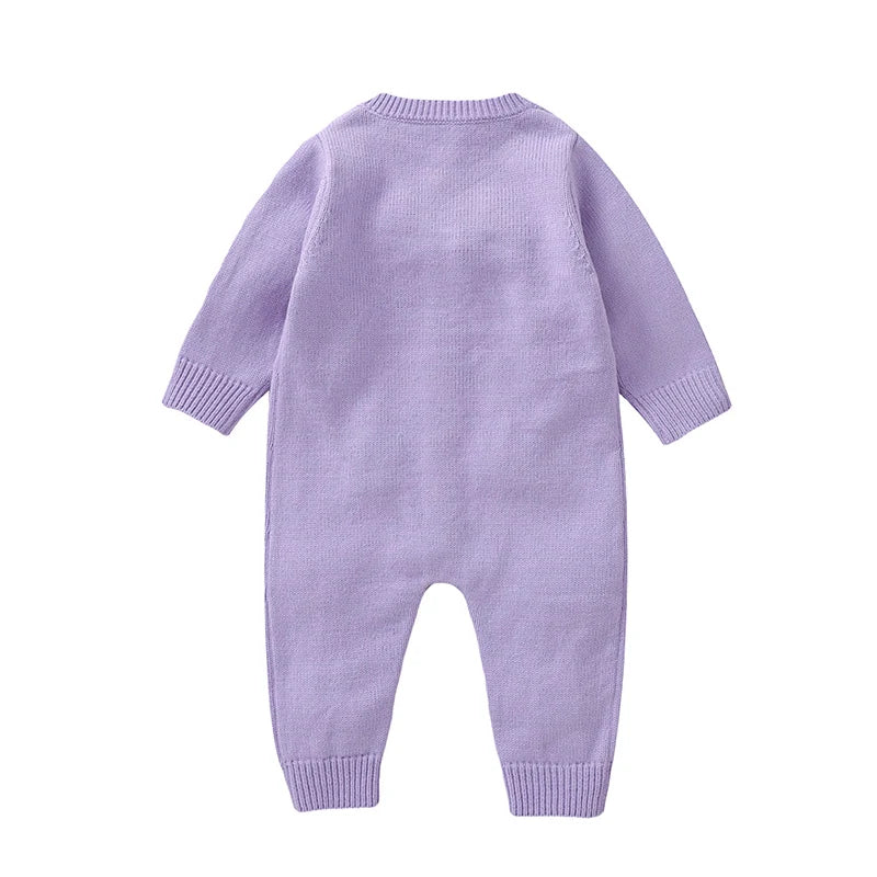 Baby Knit daisy Floral Romper | Soft Long Sleeve Newborn Outfit