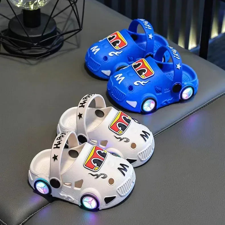 Kids Light-Up Car Clogs – Cartoon Vehicle Sandals for Boys & Girls