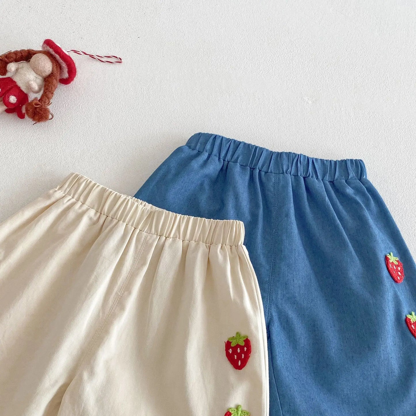 Toddler Strawberry Outfit Set | Knit Top & Shorts Summer Baby Clothes