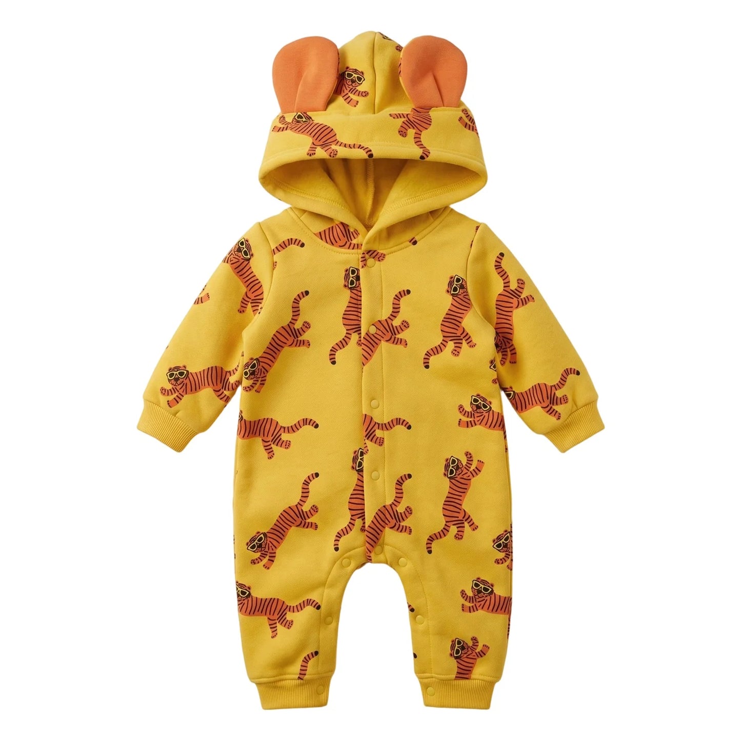 Baby Animal Print Hooded Romper with Ears