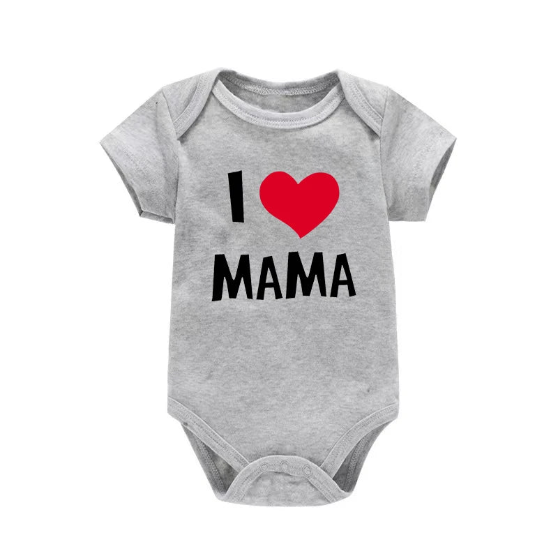 Baby Matching Onesies I Love Mama I Love Papa | Newborn Bodysuit Set | Baby Shower Gift Outfit