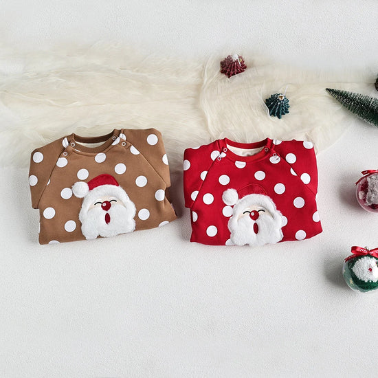 Polka Dot Baby Santa Romper – Perfect for Holiday Cheer!