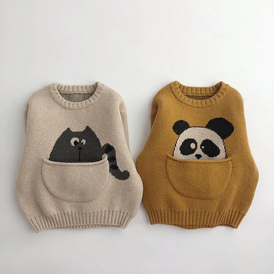 Animal Stitch Print Boys Sweater