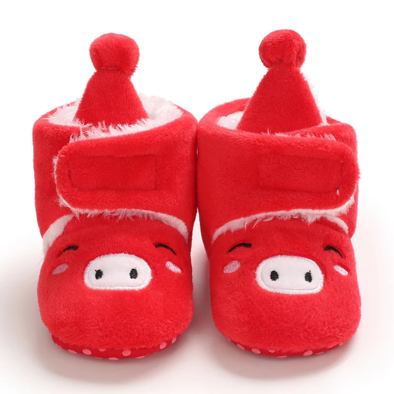 Infant Newborn Booties Santa Foot Socks Baby Christmas Boots Lovely Snowflake Santa Design Winter Warm Slippers Anti-Slip Shoes