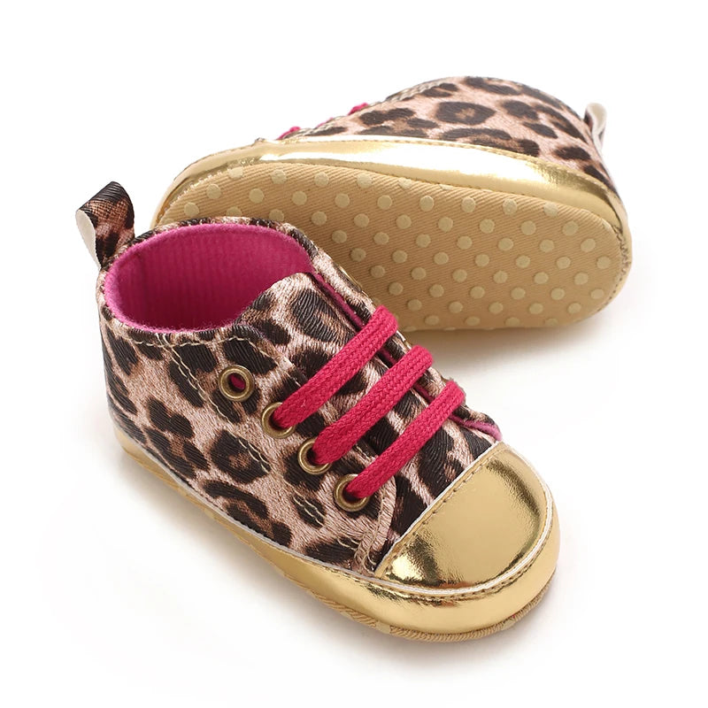 Baby Girl Leopard Print Shoes – Animal Print Soft Sole First Walkers