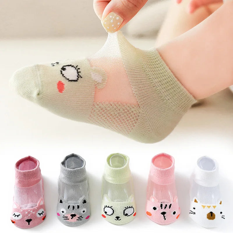 5 Pairs Kids Cotton Socks – Breathable Spring & Summer Socks for Girls and Boys