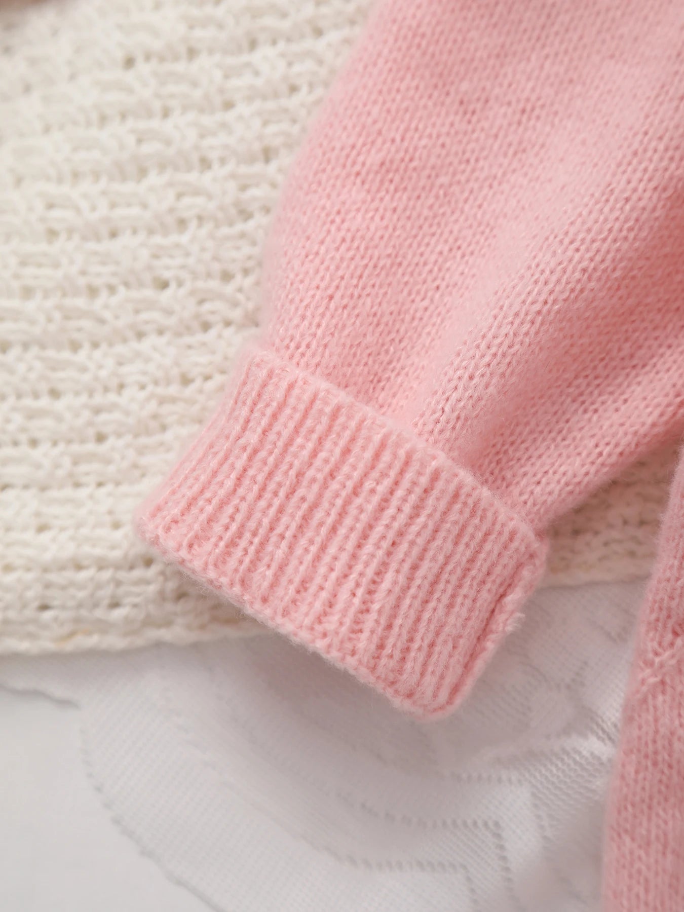 Baby Girl Knitted Jumpsuit | Floral Embroidery Footed Outfit