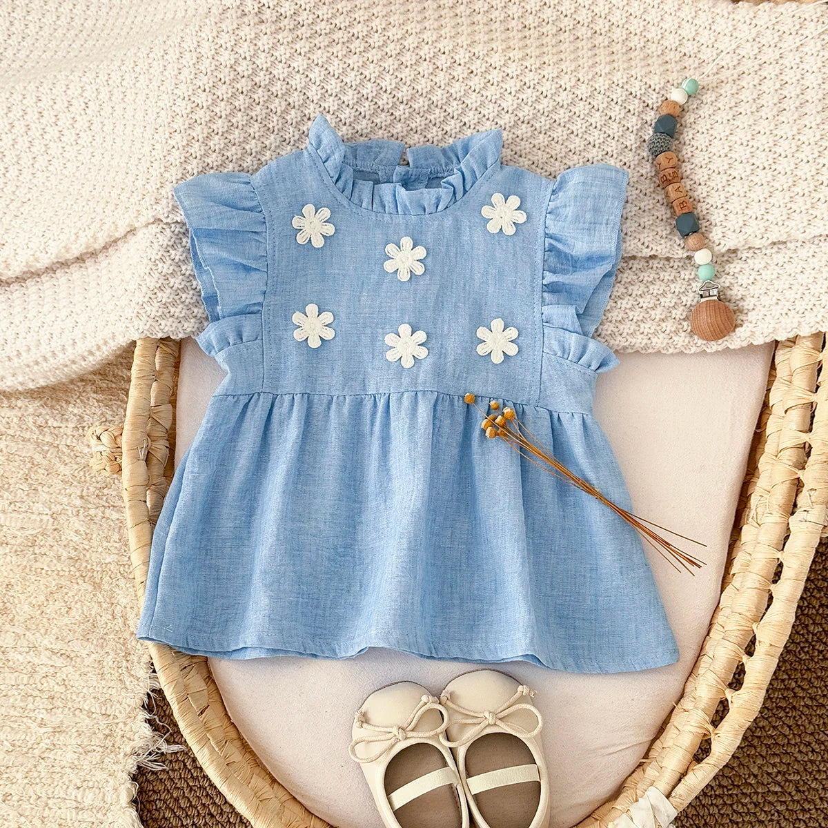 Baby Girls Clothing Infants Young Children's Summer Sweet White Floral Princess Dress Hot Selling Toddler Dress