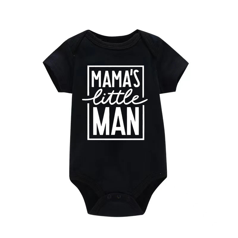 Baby Boys Romper Summer Short Sleeve Letter Print Mama's Little Man Jumpsuit Infant Bodysuits Newborn Baby Clothes