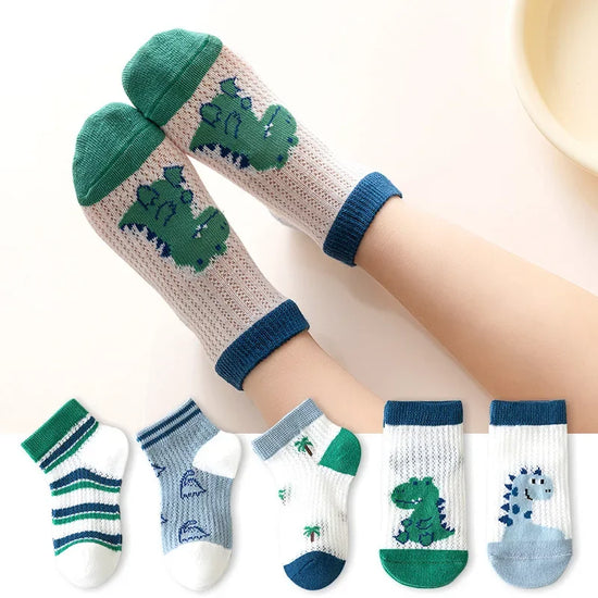 5 Pairs Kids Cotton Socks – Breathable Spring & Summer Socks for Girls and Boys