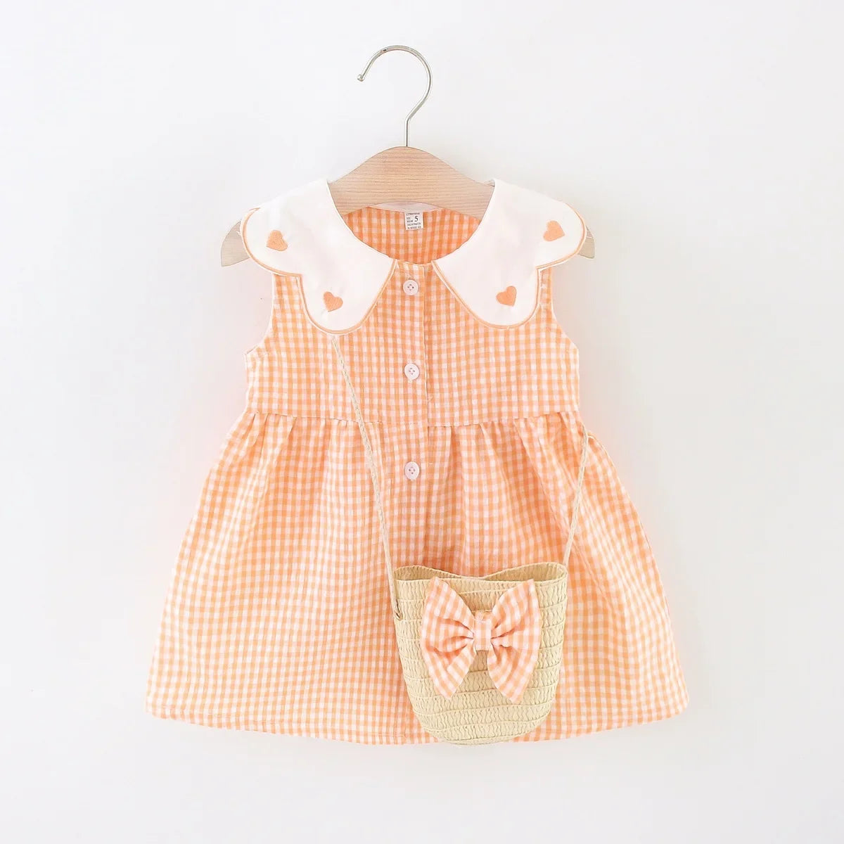 Baby Girl Pink Gingham Dress with Bag | Cute Summer Toddler Outfit Set
