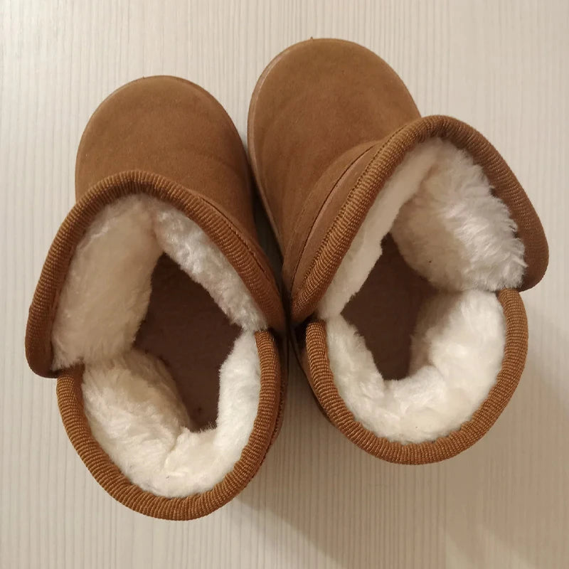 Children Snow Boots Winter Cute Warm Fashion Anti Slip Shoes Kids Boys Girls Leisure Thick Fur Platform Flat Short Boot Sneakers