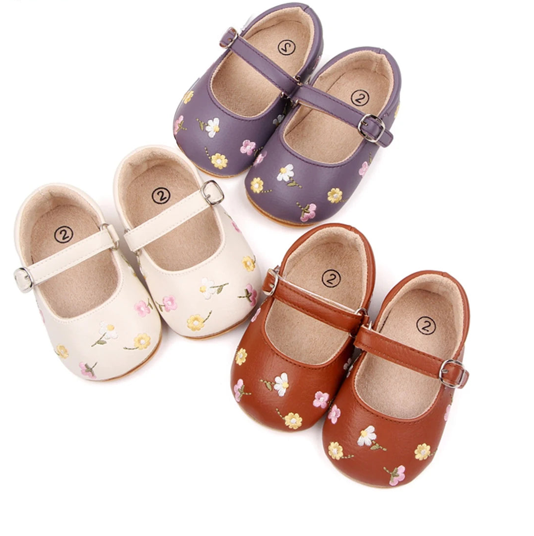 Baby Girl Floral Mary Jane Shoes – Vintage Flower Ballet Flats